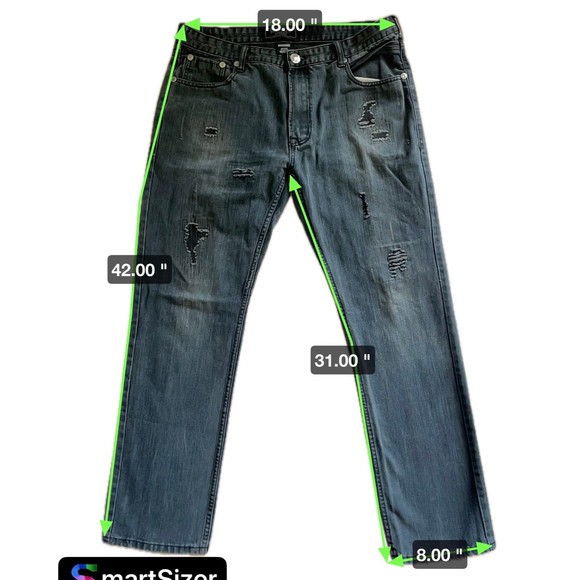 Brooklyn Xpress Men’s Blue Distressed Straight Jeans Size 36x32 - Picture 7 of 7